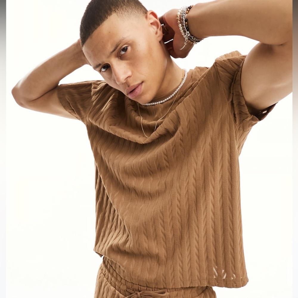 ASOS Men's Brown Textured Shirt size 2XL